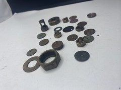 Metal Detector Finds Lot Brass? Copper? Washer Nuts Parts Pieces MK