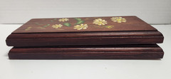 Set of 2 70s VTG Hand Painted Signed Floral Wood Plaques Cottagecore Boho MCM