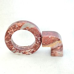 Noymer Brown Burgundy Real Marble Circle Art Sculpture Figurine Pakistan Vintage