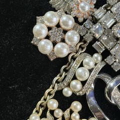 Framed Rhinestone & Faux Pearl Angel Jewelry Collage Wall Decor Art