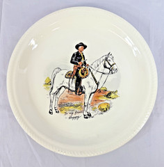 Vintage Hopalong Cassidy 9.5″ Dinner Plate -W.S. George – 1950’s Black Hat