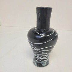 Hand Blown Black/Smoky Gray with Raised White Wicker Lines Glass Diffuser Bottle