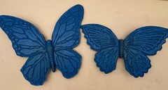 Vintage 1967 HOMCO 7040 7041 Blue Butterfly Wall Decor Plaques Set of 2 USA READ