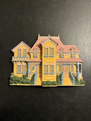 2 Burwood Products Sculpted Plastic Victorian Mansion House Wall Hangings 1980s