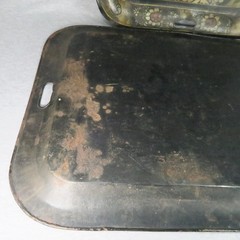 Antique Toleware Pair of Metal Trays Black Hand Painted Floral Stenciled 24″x18″