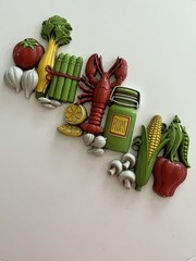 Vintage 1975 Homco Wall Hanging Plaques Lobster Vegetables 3 Piece