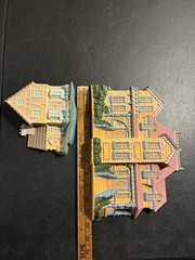 2 Burwood Products Sculpted Plastic Victorian Mansion House Wall Hangings 1980s