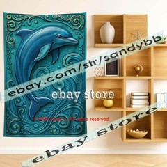 Sea Turtle Relief Tapestry 3D look Wall Art coastal decor 39X59 in