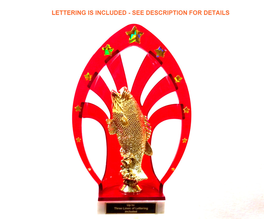 FISH STANDING BASS RED SHELL FISHING TROPHY