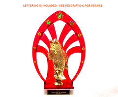 FISH STANDING BASS RED SHELL FISHING TROPHY