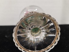 Vintage Franklin Mint Crystal Egg Pink Flower Gold Trim Etched Glass
