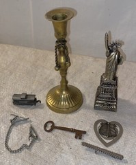 VINTAGE COLLECTIBLE MIXED SOUVENIR LOT PEWTER BRASS CAST METAL ETC