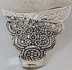 Rare Persian Silver Filigree Rectangular Bowl Handcrafted Decorative 15″L EC