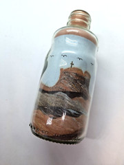Vintage Southwestern Sand Art In A Bottle Lencois Brazil Souvenir Birds Cross