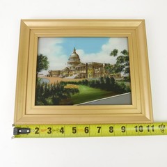 Antique US Capitol Reverse Painting on Glass Mother of Pearl Dunham Specialty NY