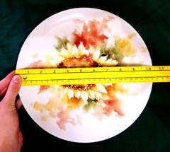 Sunflower Flower Porcelain Plate Platter 10″ Hand-Painted Hostess Gift Artist