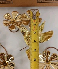 Vtg Home Interiors Brass Flower Hummingbirds Wall Hanging Homco Decor Set of 3