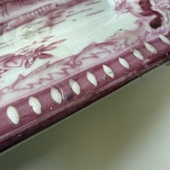 Vintage Old Britain Castles Pink Red Transferware Style Porcelain Trinket Dish