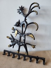 Vintage Wall Hook Bremen Town Musicians Cast Aluminum USSR 8 Hooks 1970s
