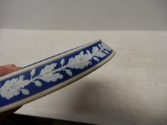 ANTIQUE WEDGWOOD DARK BLUE JASPER DIP TRIVET CA. 1860