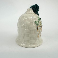 Belleek Ireland Shamrock Basketweave & Gold Bow Bell. Christmas or wedding