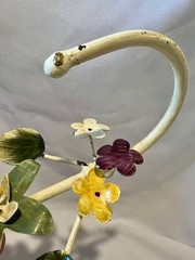 Vtg. Style Toleware Metal Floral wall hook