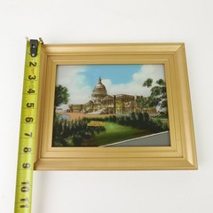 Antique US Capitol Reverse Painting on Glass Mother of Pearl Dunham Specialty NY