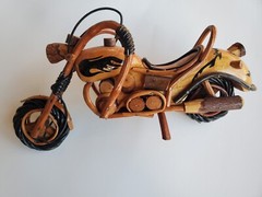 Wooden Motorcycle Model Handmade Chopper Collectible Sculpture Cycle 12″ 6″ 3″