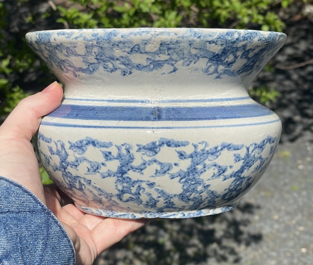 Antique 1880 – 1920 Spongeware Spittoon Victorian – Edwardian
