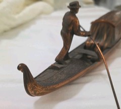 Vintage Gondola Gondolier Music Box Copper Color Plated READ Repair Project