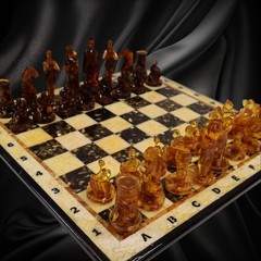 Made in USA Baltic Amber Chess Set Teutonic Knights Handmade Collectible Gift