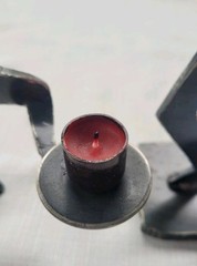 Vintage Original Ivan McLean Cut Steel Metal Sculpture Candle Holder Heart 1998