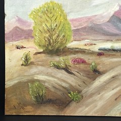 Vintage Amateur Desert Mountain Plein Air Landscape Oil Painting Unframed Issues