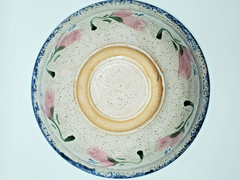 Parsley Pottery Magnolia Serving Bowl Signed Sponged Pink Florals