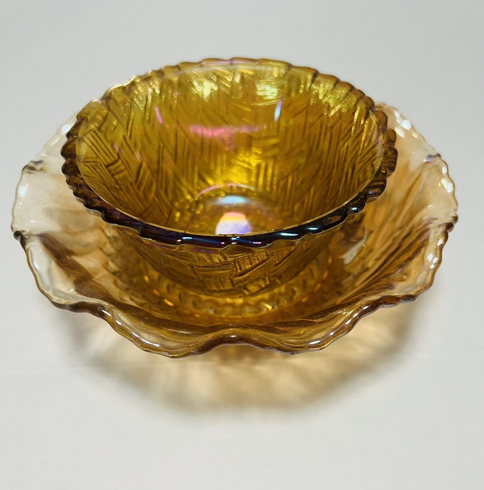 Vintage Carnival Glass Candy Dish Bowls Unbranded 6.5″