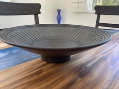 Haeger Vintage Black Matted Pottery Serving Bowl with Sculpture Inside Design