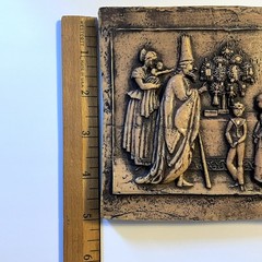 Mid Century German Wax Relief Wall Hanging of 1900 Swiss Gingerbread Cookie Mold