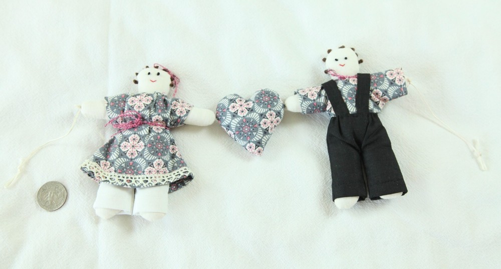 Handmade Cloth Doll Heart Decoration Craft Cottage Decor Country Friendship