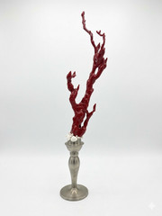 Baroque Style Curiosity Cabinet Custom Faux Red Coral Specimen on the Metal Base