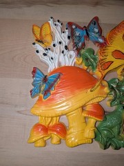 VTG Homco & Universal Statuary 3-D Wall Art Decor Mushroom Frog Butterfly MCM
