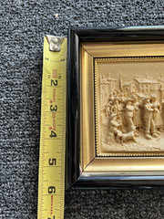 Vintage French Floralix Detailed Relief Framed Wall Decor Market Scene