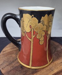 Art Nouveau Limoges Painted Stein with Sought After Grape Style Design of 1903