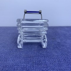KristalColor Lead Crystal Small Baby Carriage with Cobalt Handle – made in Italy