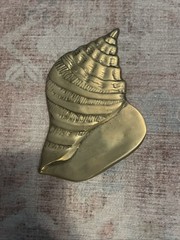 Brass Sea Shells -Relief Placques Decor Nautical Beach Decor Set Of 2
