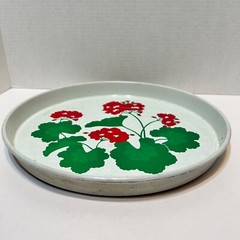 Vintage 1983 Avon Summer Fantasies Round Floral Tin Serving Tray 12 inch