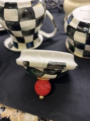 Mackenzie-Childs Courtly Check Serving Pieces and Yellow Enamel Lot
