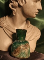 TIME OF CHRIST JESUS, LARGE HEAVY ANCIENT ROMAN GLASS BOTTLE CIRCA 100 BC-300 AD