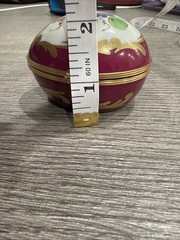 Limoges France White & Gold Floral Bouquet Design Porcelain Egg Trinket Box 3 In
