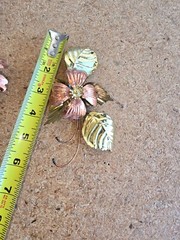 Vintage Mid-Century Brass Copper Metal Flowers Leaves Wall Art Decor