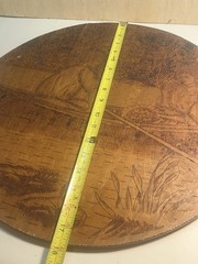 Antique Arts Crafts Flemish Art Pyrography Wood Wall Plaque Nouveau Scene 18 In